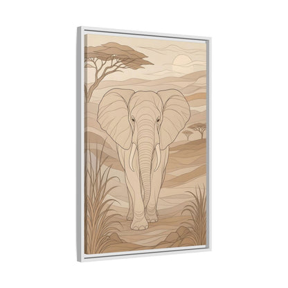 Side Mockup 10. Animals Elephant Brown And Beige shown as stretched canvas wall art