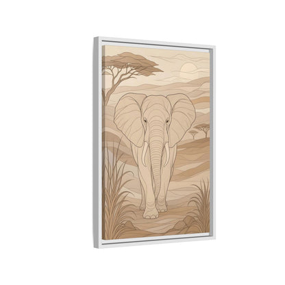 Side Mockup 1. Animals Elephant Brown And Beige shown as stretched canvas wall art