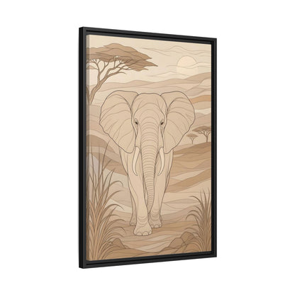 Side Mockup 14. Animals Elephant Brown And Beige shown as stretched canvas wall art