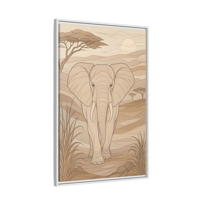 Side Mockup 9. Animals Elephant Brown And Beige shown as stretched canvas wall art