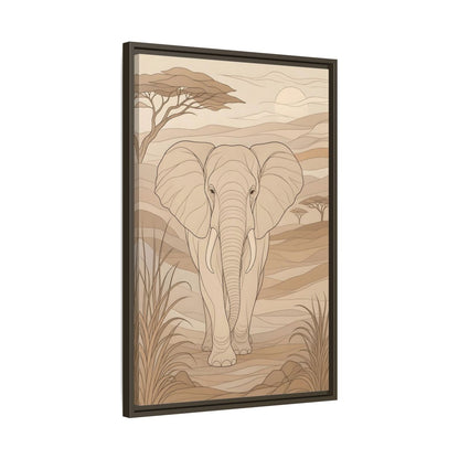 Side Mockup 11. Animals Elephant Brown And Beige shown as stretched canvas wall art