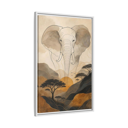 Side Mockup 10. Animals Elephant Brown Gold Safari shown as stretched canvas wall art