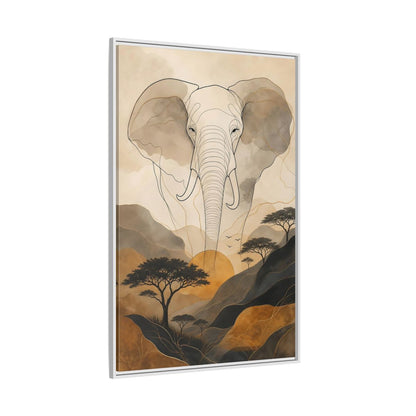 Side Mockup 7. Animals Elephant Brown Gold Safari shown as stretched canvas wall art