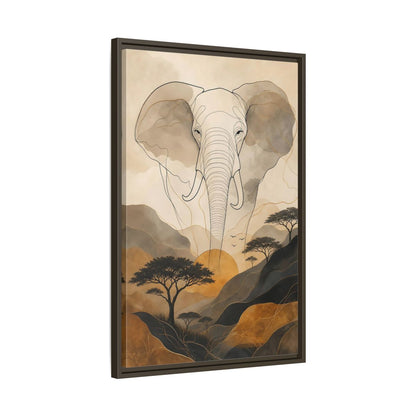 Side Mockup 11. Animals Elephant Brown Gold Safari shown as stretched canvas wall art