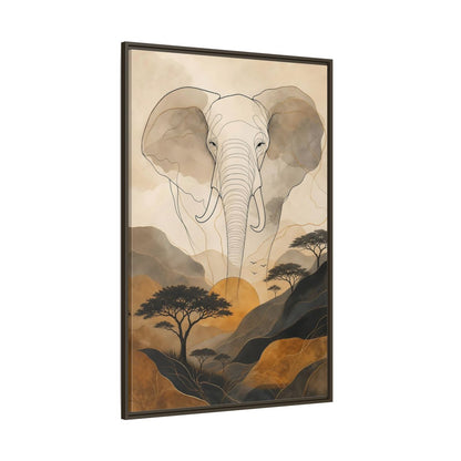Side Mockup 8. Animals Elephant Brown Gold Safari shown as stretched canvas wall art