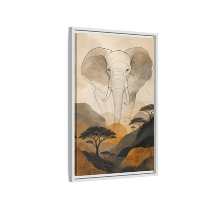 Side Mockup 1. Animals Elephant Brown Gold Safari shown as stretched canvas wall art