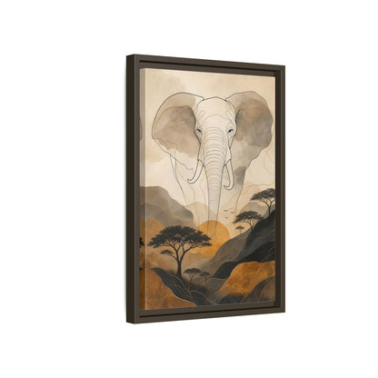 Side Mockup 5. Animals Elephant Brown Gold Safari shown as stretched canvas wall art