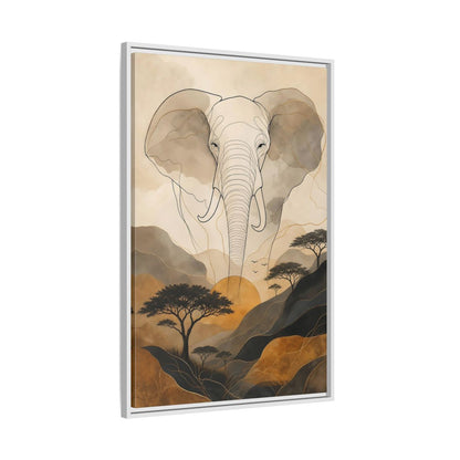 Side Mockup 9. Animals Elephant Brown Gold Safari shown as stretched canvas wall art