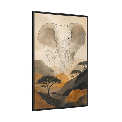 Side Mockup 12. Animals Elephant Brown Gold Safari shown as stretched canvas wall art