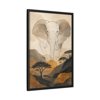 Side Mockup 14. Animals Elephant Brown Gold Safari shown as stretched canvas wall art