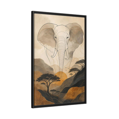 Side Mockup 13. Animals Elephant Brown Gold Safari shown as stretched canvas wall art