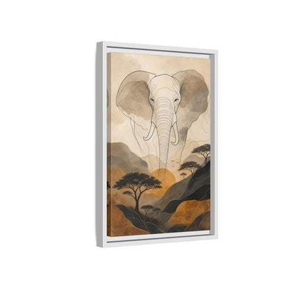 Side Mockup 4. Animals Elephant Brown Gold Safari shown as stretched canvas wall art