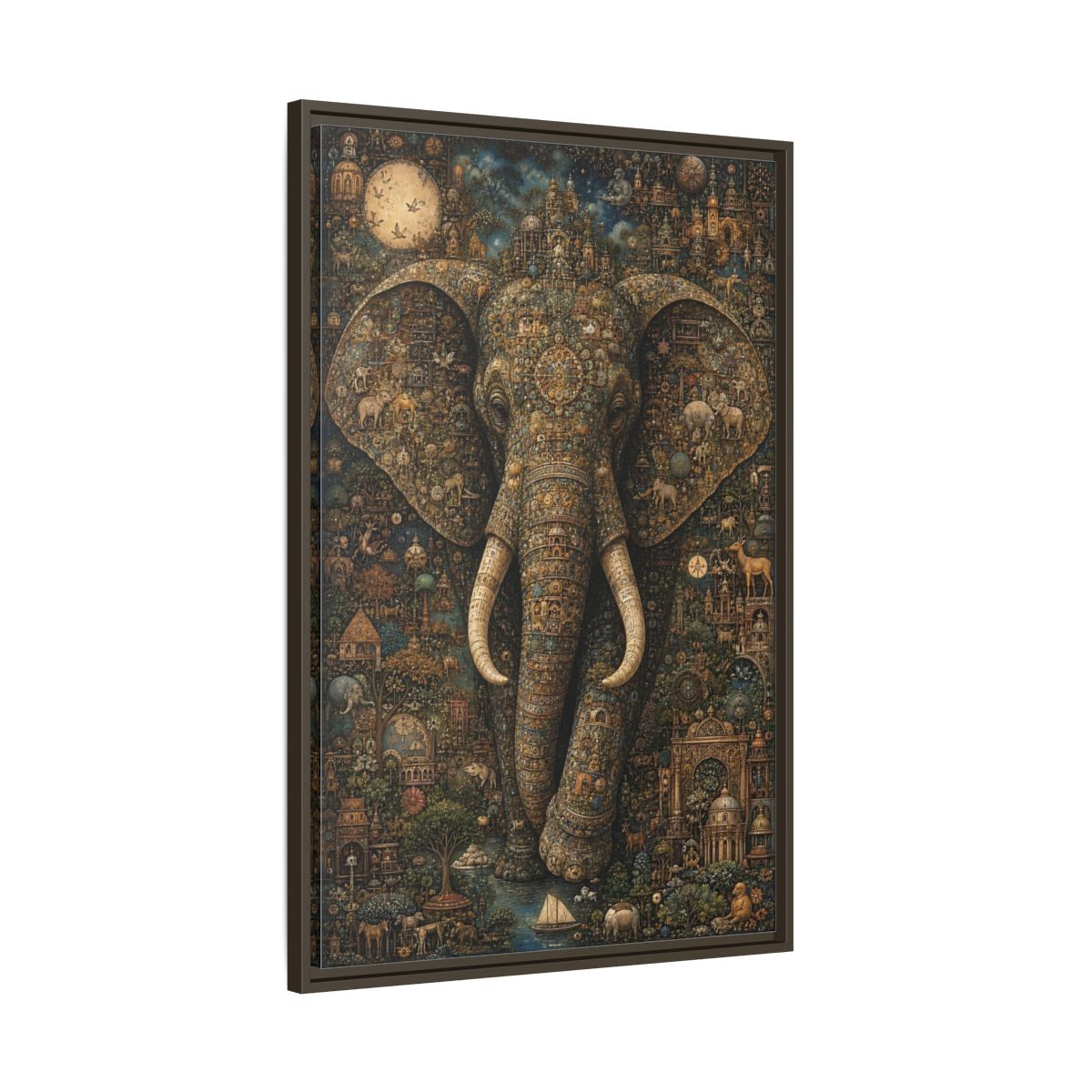 Main Mockup. Animals Elephant Golden Elephant shown as stretched canvas wall art