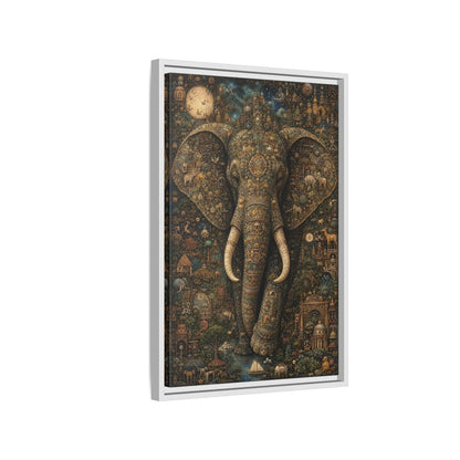 Side Mockup 1. Animals Elephant Golden Elephant shown as stretched canvas wall art