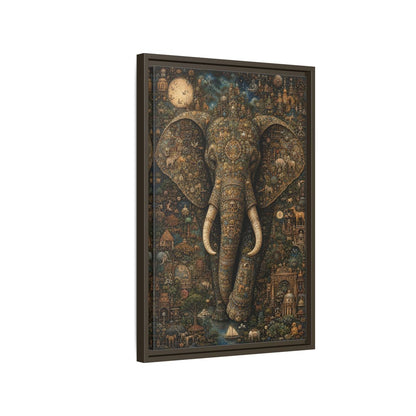 Side Mockup 2. Animals Elephant Golden Elephant shown as stretched canvas wall art