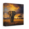 Side Mockup 2. Animals Elephant Golden Savanna shown as stretched canvas wall art