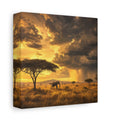 Side Mockup 2. Animals Elephant Golden Savannah shown as stretched canvas wall art