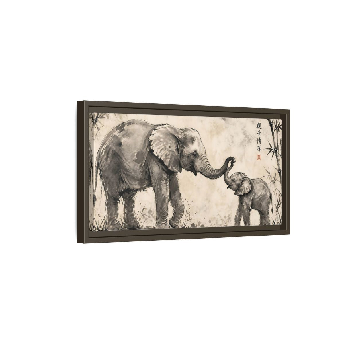 Side Mockup 7. Animals Elephant Monochrome Elephant shown as stretched canvas wall art