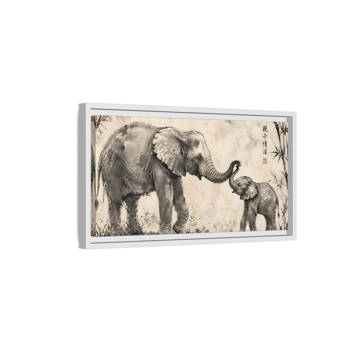 Side Mockup 6. Animals Elephant Monochrome Elephant shown as stretched canvas wall art