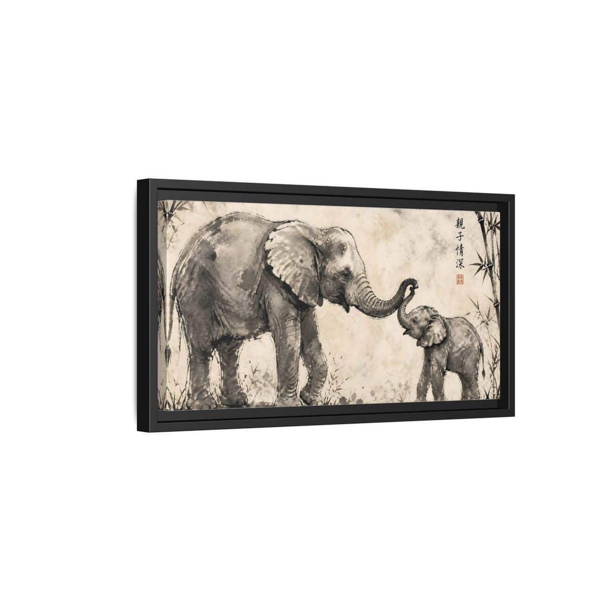 Side Mockup 8. Animals Elephant Monochrome Elephant shown as stretched canvas wall art