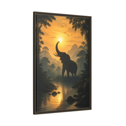 Main Mockup. Animals Elephant Orange Jungle Elephant shown as stretched canvas wall art