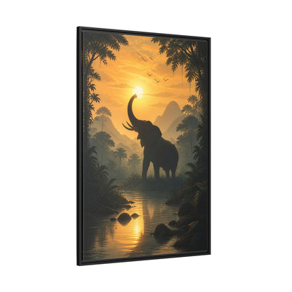 Side Mockup 12. Animals Elephant Orange Jungle Elephant shown as stretched canvas wall art