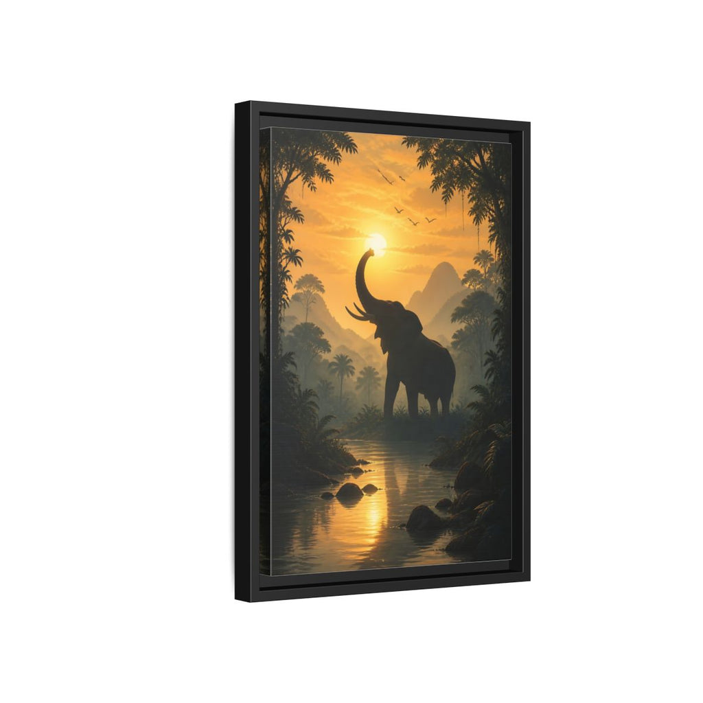 Side Mockup 6. Animals Elephant Orange Jungle Elephant shown as stretched canvas wall art