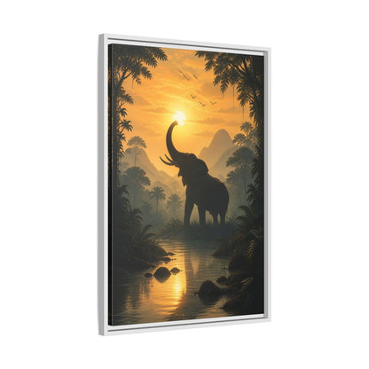 Side Mockup 10. Animals Elephant Orange Jungle Elephant shown as stretched canvas wall art