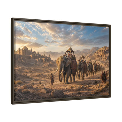 Main Mockup. Animals Elephant Procession Elephant Procession shown as stretched canvas wall art