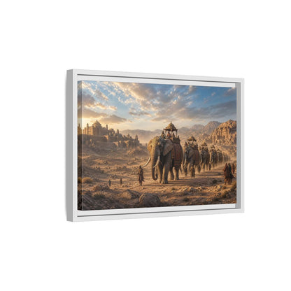 Side Mockup 4. Animals Elephant Procession Elephant Procession shown as stretched canvas wall art