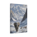 Side Mockup 4. Animals Elephant White And Gray Winter shown as stretched canvas wall art