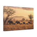 Side Mockup 4. Animals Elephants Golden Elephants shown as stretched canvas wall art