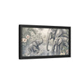 Side Mockup 8. Animals Elephants Green And Grey shown as stretched canvas wall art