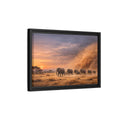 Side Mockup 6. Animals Elephants Elephants Sunset shown as stretched canvas wall art