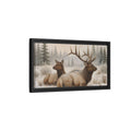 Side Mockup 8. Animals Elk Brown And White Elk shown as stretched canvas wall art