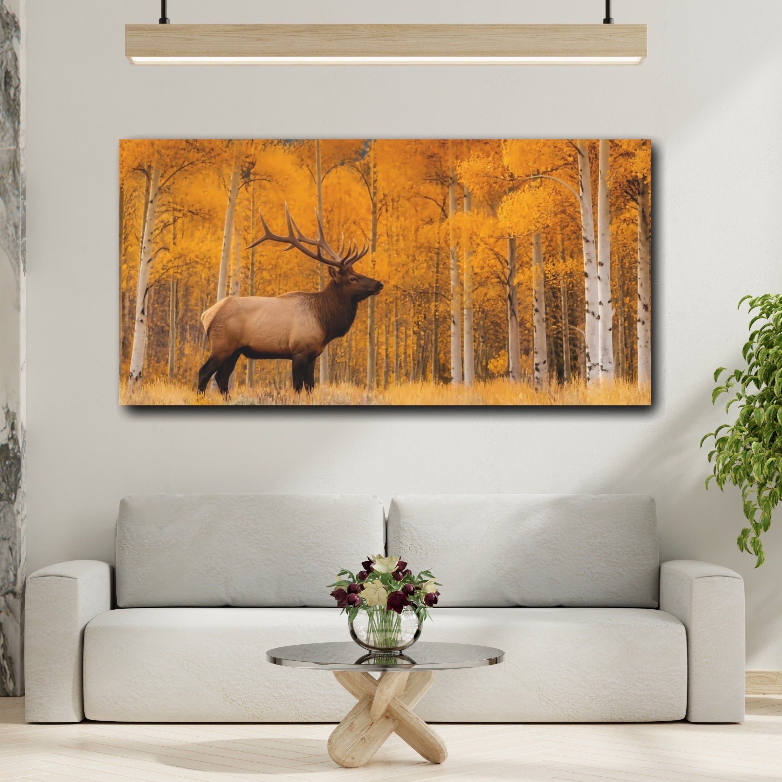 Mockup 2. Animals Elk Golden Autumn shown as stretched canvas wall art
