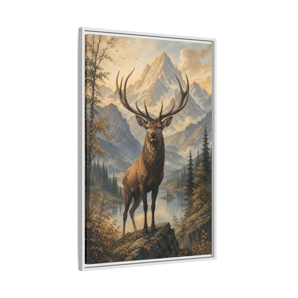 Side Mockup 9. Animals Elk Elk Mountains Landscape shown as stretched canvas wall art