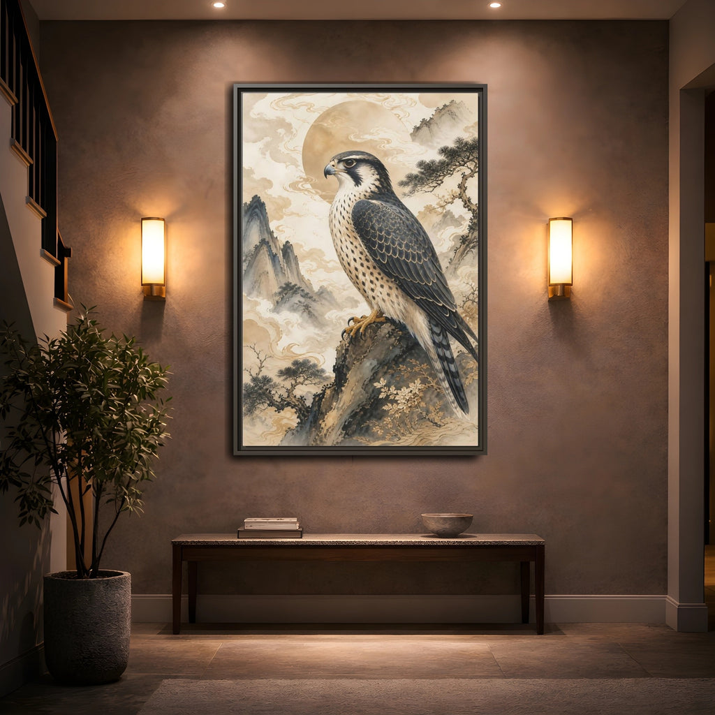 Mockup 2. Animals Falcon Majestic Falcon shown as stretched canvas wall art