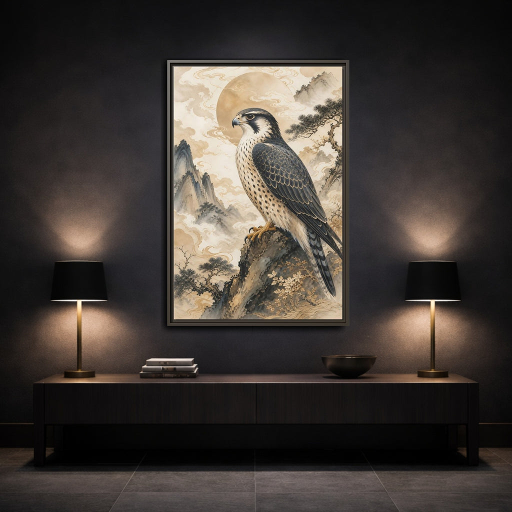 Mockup 3. Animals Falcon Majestic Falcon shown as stretched canvas wall art