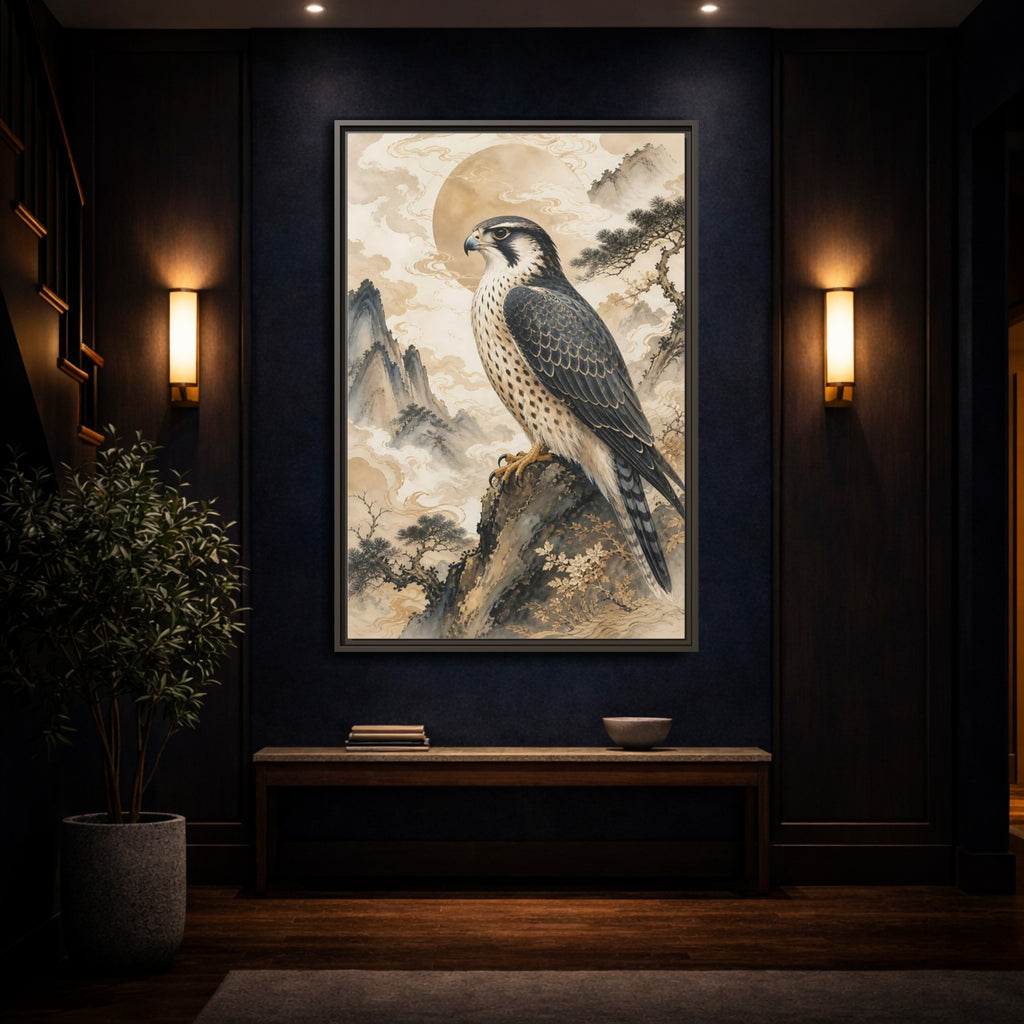 Mockup 4. Animals Falcon Majestic Falcon shown as stretched canvas wall art