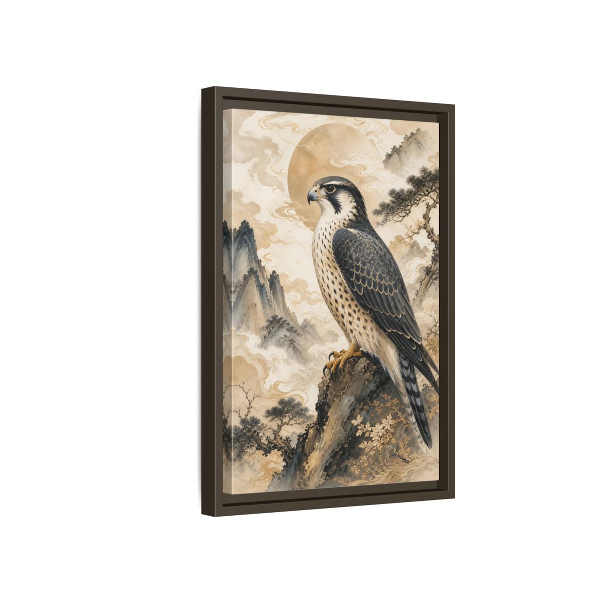 Side Mockup 5. Animals Falcon Majestic Falcon shown as stretched canvas wall art