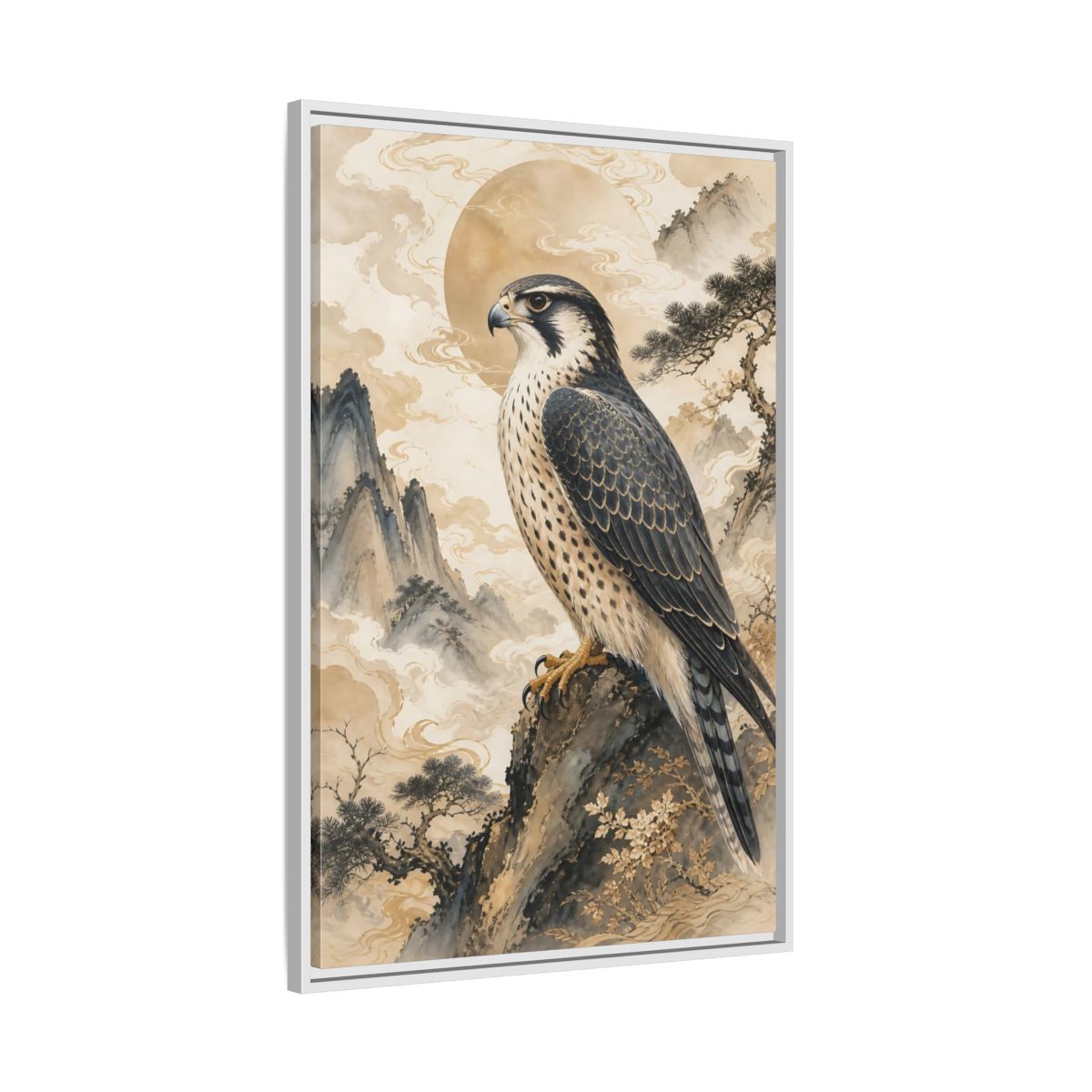 Side Mockup 9. Animals Falcon Majestic Falcon shown as stretched canvas wall art