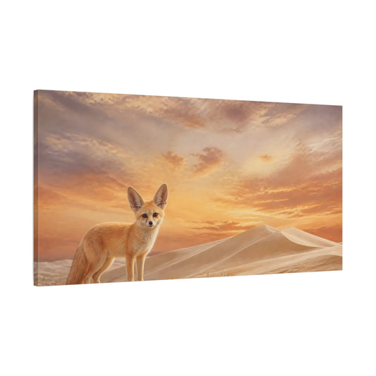 Main Mockup. Animals Fennec Fox Orange And Brown Desert shown as stretched canvas wall art