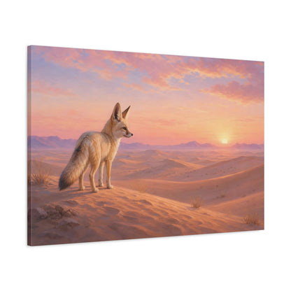 Main Mockup. Animals Fennec Fox Orange Pink Desert shown as stretched canvas wall art
