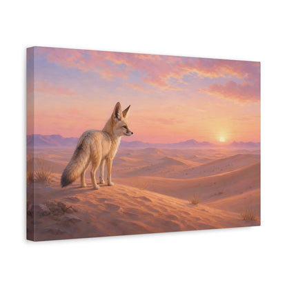 Side Mockup 4. Animals Fennec Fox Orange Pink Desert shown as stretched canvas wall art