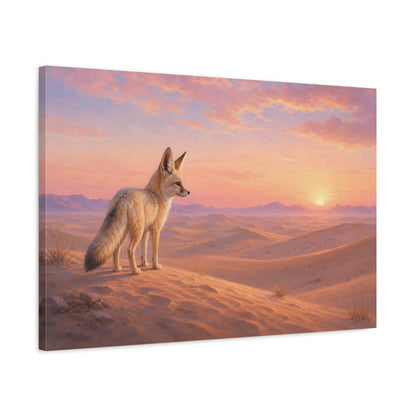 Side Mockup 2. Animals Fennec Fox Orange Pink Desert shown as stretched canvas wall art