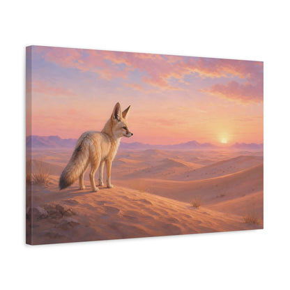 Side Mockup 3. Animals Fennec Fox Orange Pink Desert shown as stretched canvas wall art