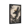 Side Mockup 6. Animals Flying Raven Black And Gold shown as stretched canvas wall art