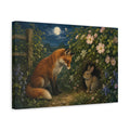 Side Mockup 4. Animals Fox And Rabbit Fox Rabbit Night shown as stretched canvas wall art