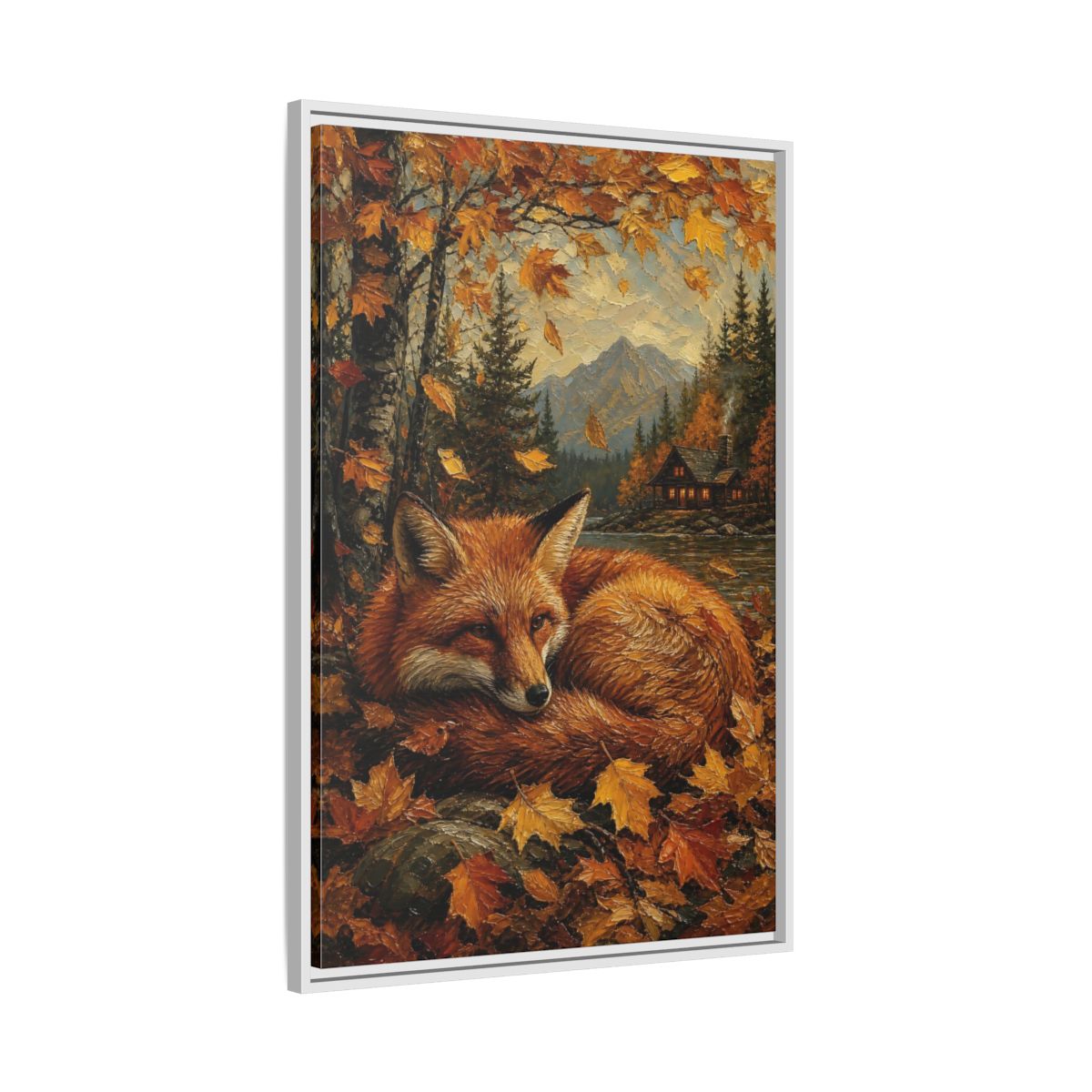 Side Mockup 9. Animals Fox Autumn Fox shown as stretched canvas wall art